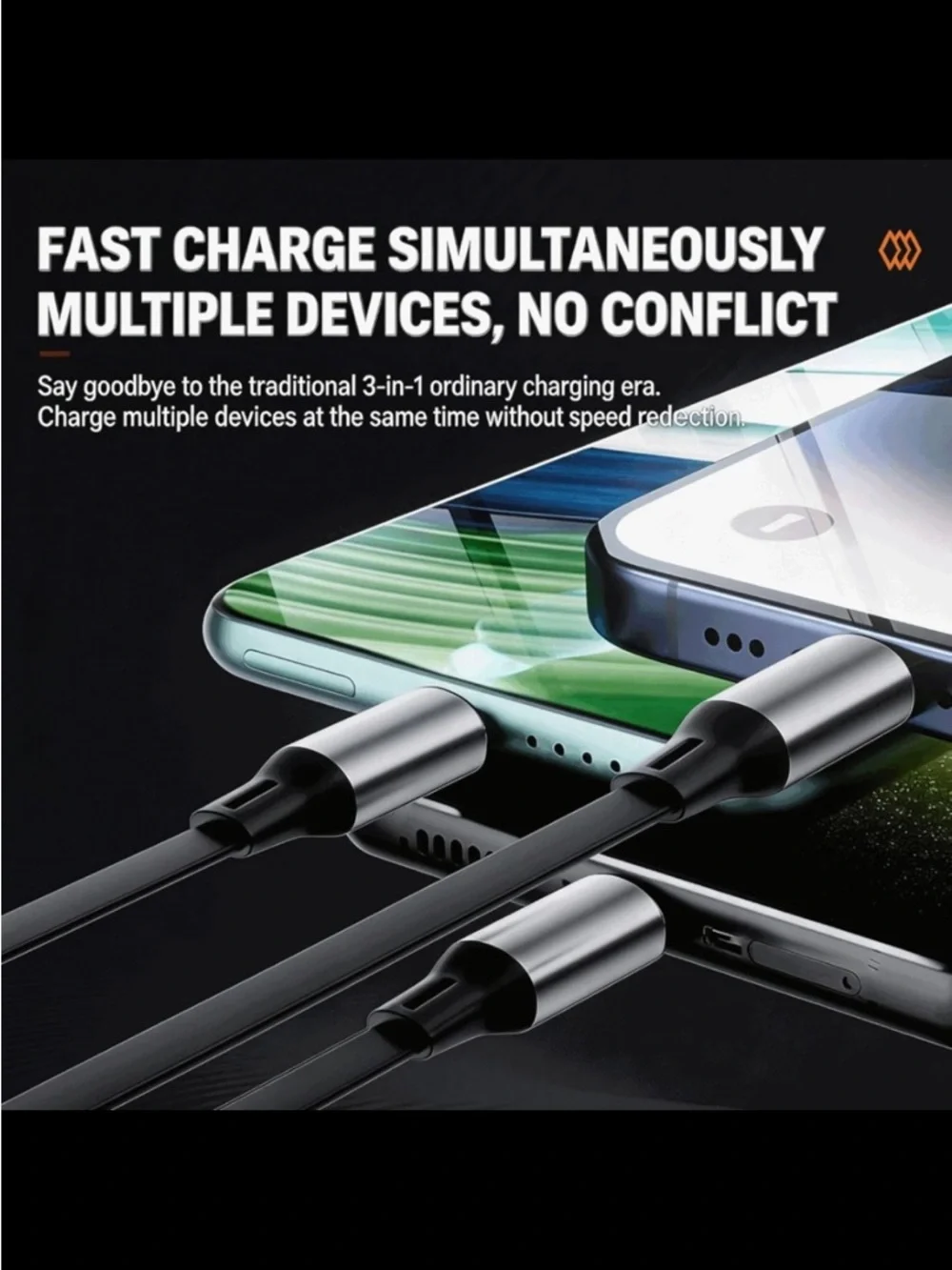 💞 New Retractable 3-in-1 USB-A to USB-C, Lightning, & Micro USB Charging Cable